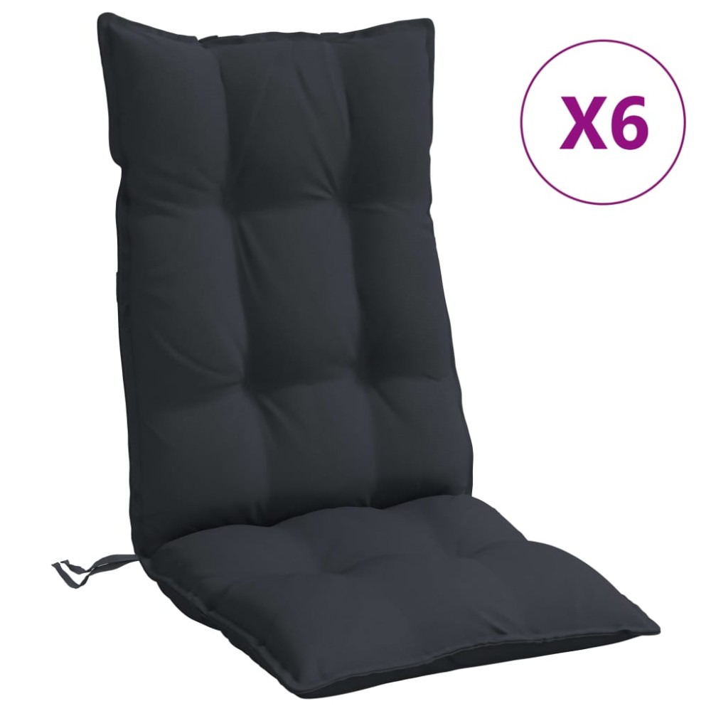 vidaXL Μαξιλάρια Καρέκλας με Πλάτη 6 τεμ. Μαύρα από Ύφασμα Oxford
