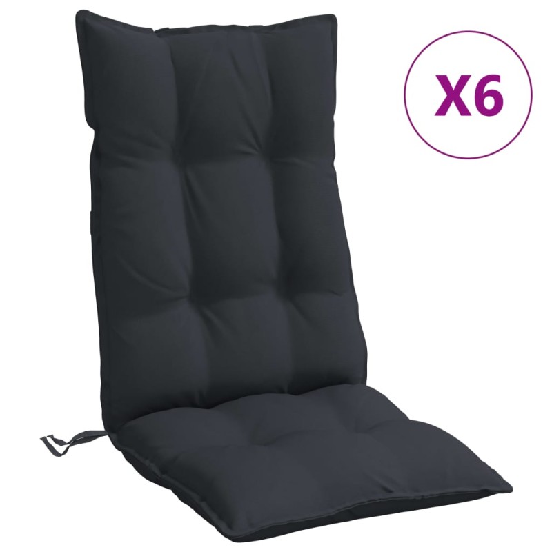 vidaXL Μαξιλάρια Καρέκλας με Πλάτη 6 τεμ. Μαύρα από Ύφασμα Oxford