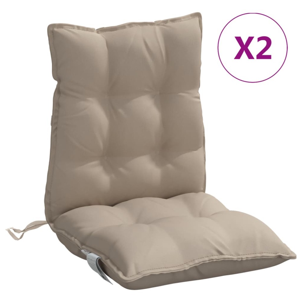 vidaXL Μαξιλάρια Καρέκλας Χαμηλή Πλάτη 2 τεμ. Taupe Ύφασμα Oxford