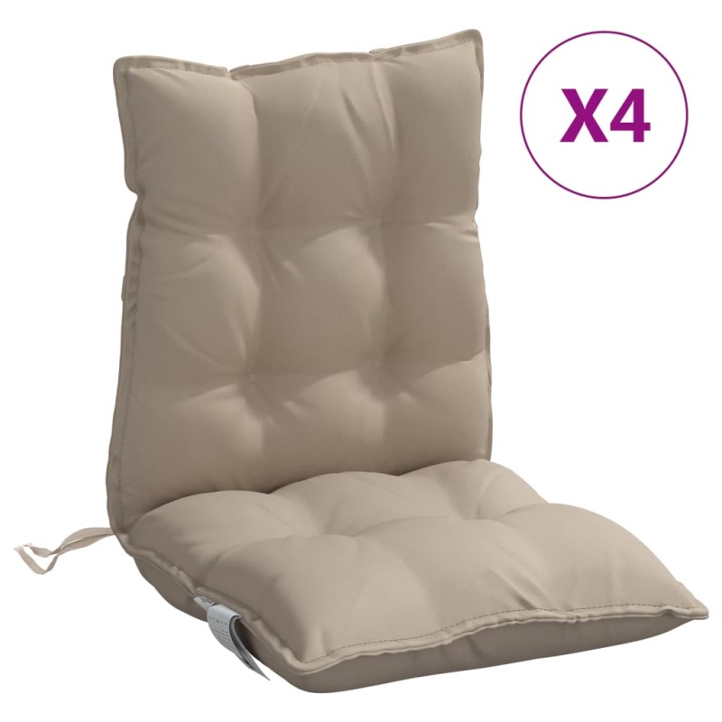vidaXL Μαξιλάρια Καρέκλας Χαμηλή Πλάτη 4 τεμ. Taupe Ύφασμα Oxford