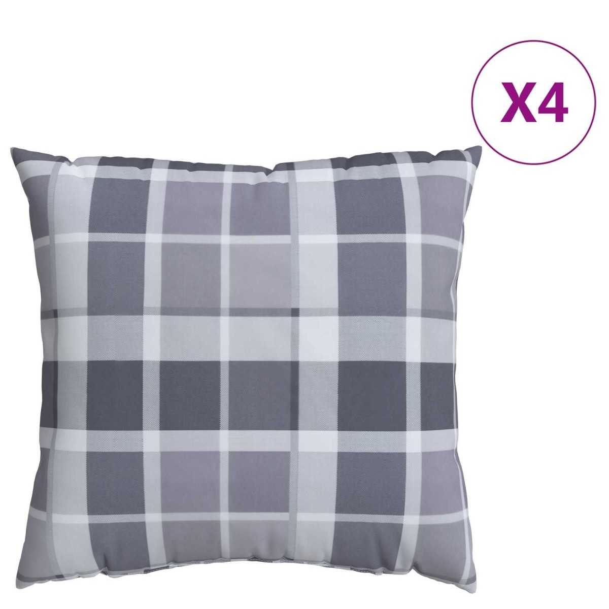 vidaXL Μαξιλάρι Εξωτερικού Χώρου 4 pcs Ύφασμα Γκρι Καρό 50 x 50 cm