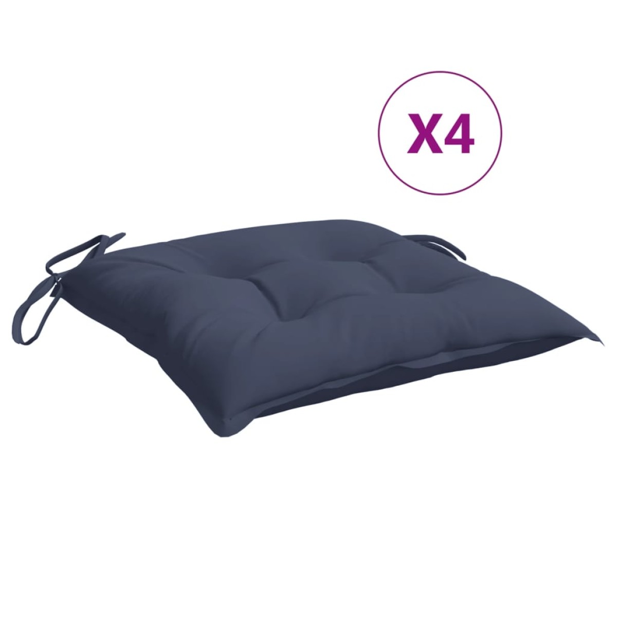 vidaXL Μαξιλάρια Καρέκλας 4 τεμ. Ναυτικό Μπλε 40x40x7 εκ. Υφασμάτινα