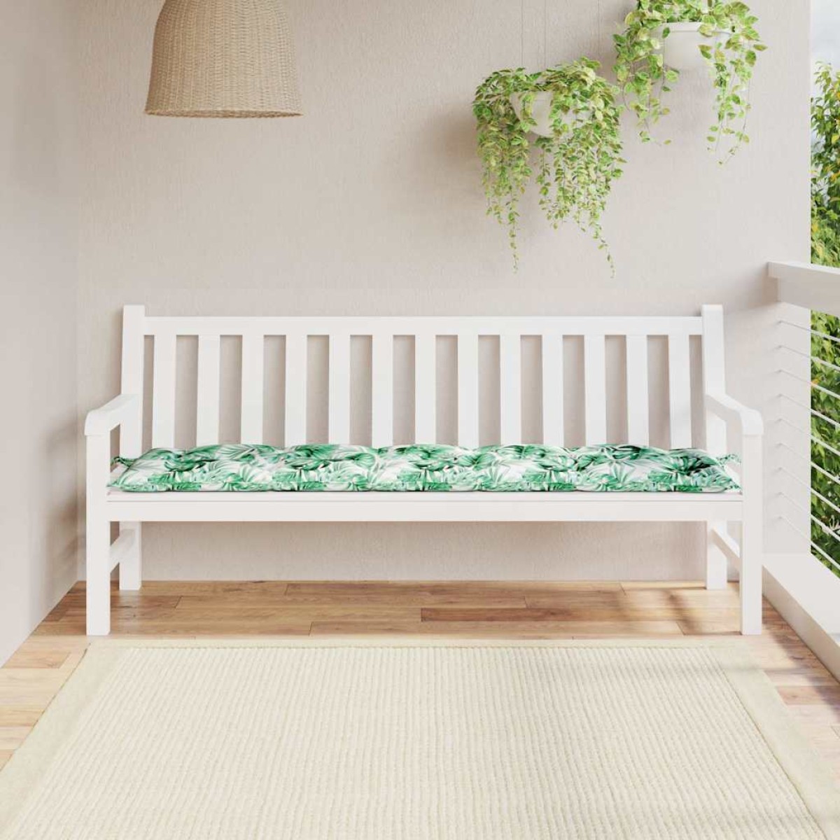 vidaXL Μαξιλάρι Πάγκου Κήπου Σχέδιο Φύλλων 180x50x7 εκ. Ύφασμα Oxford