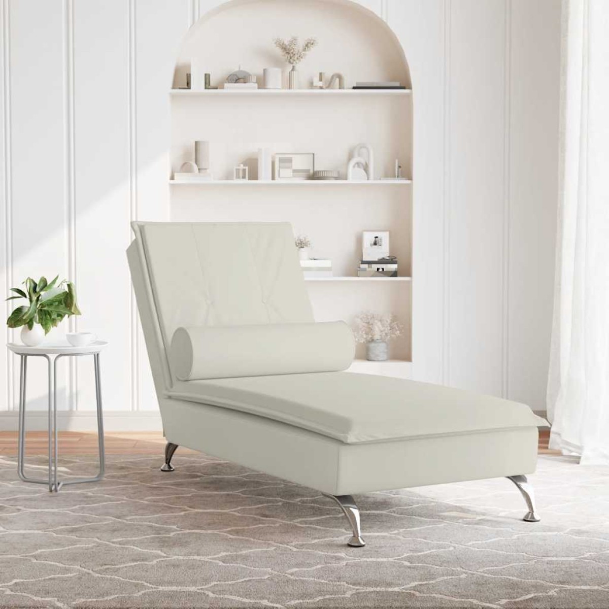 vidaXL Ανάκλιντρο Κρεμ Βελούδινο με Μαξιλάρι Βελούδινο