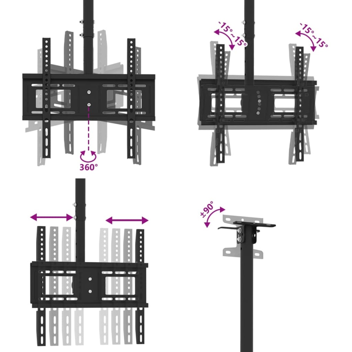 vidaXL Βάση Τηλεόρασης Οροφής για 32-65Ιν Max VESA 400x400χιλ. 40κ.