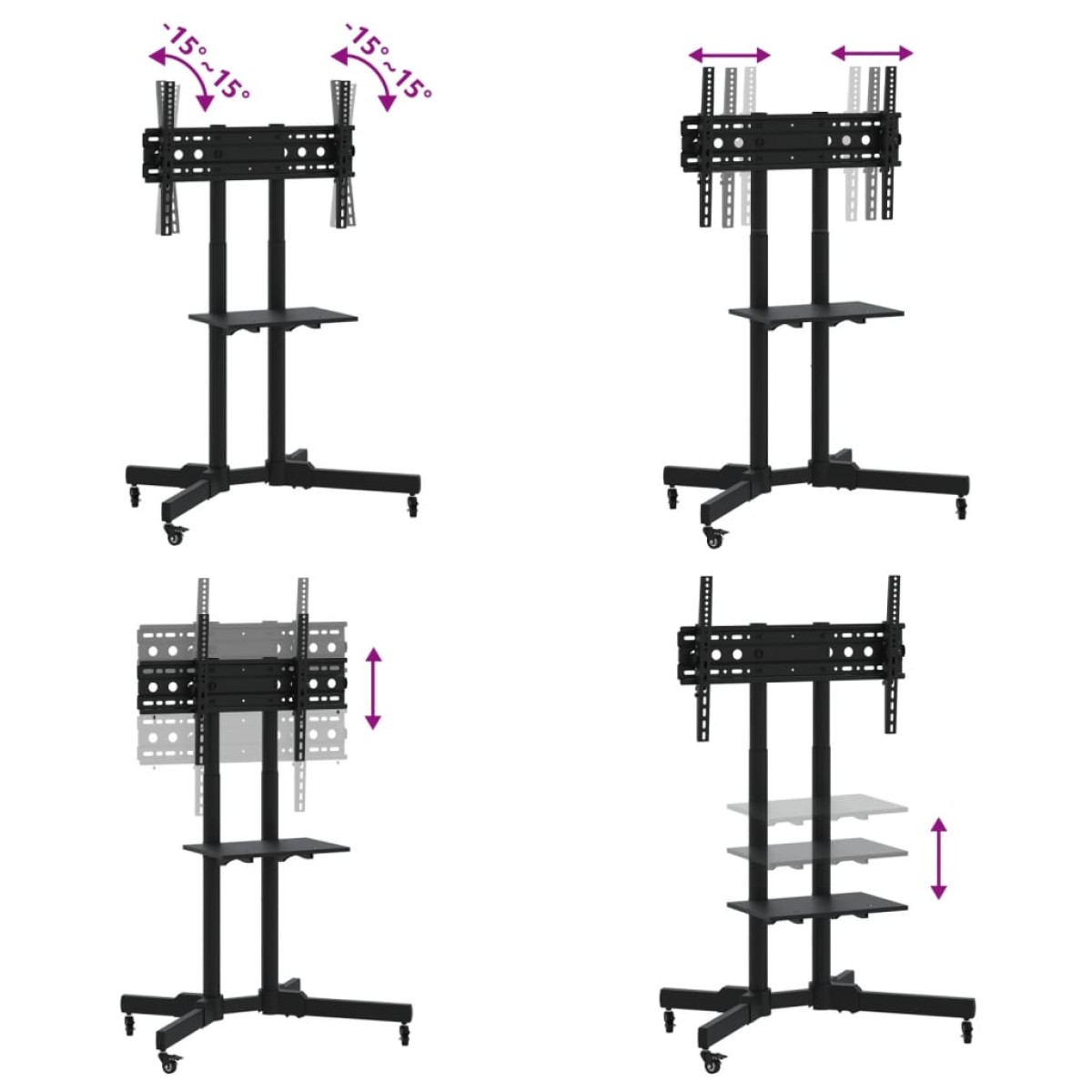vidaXL Βάση Τηλεόρασης με Τροχούς 32-70Ιν. Max VESA 600x400χιλ. 50κ.