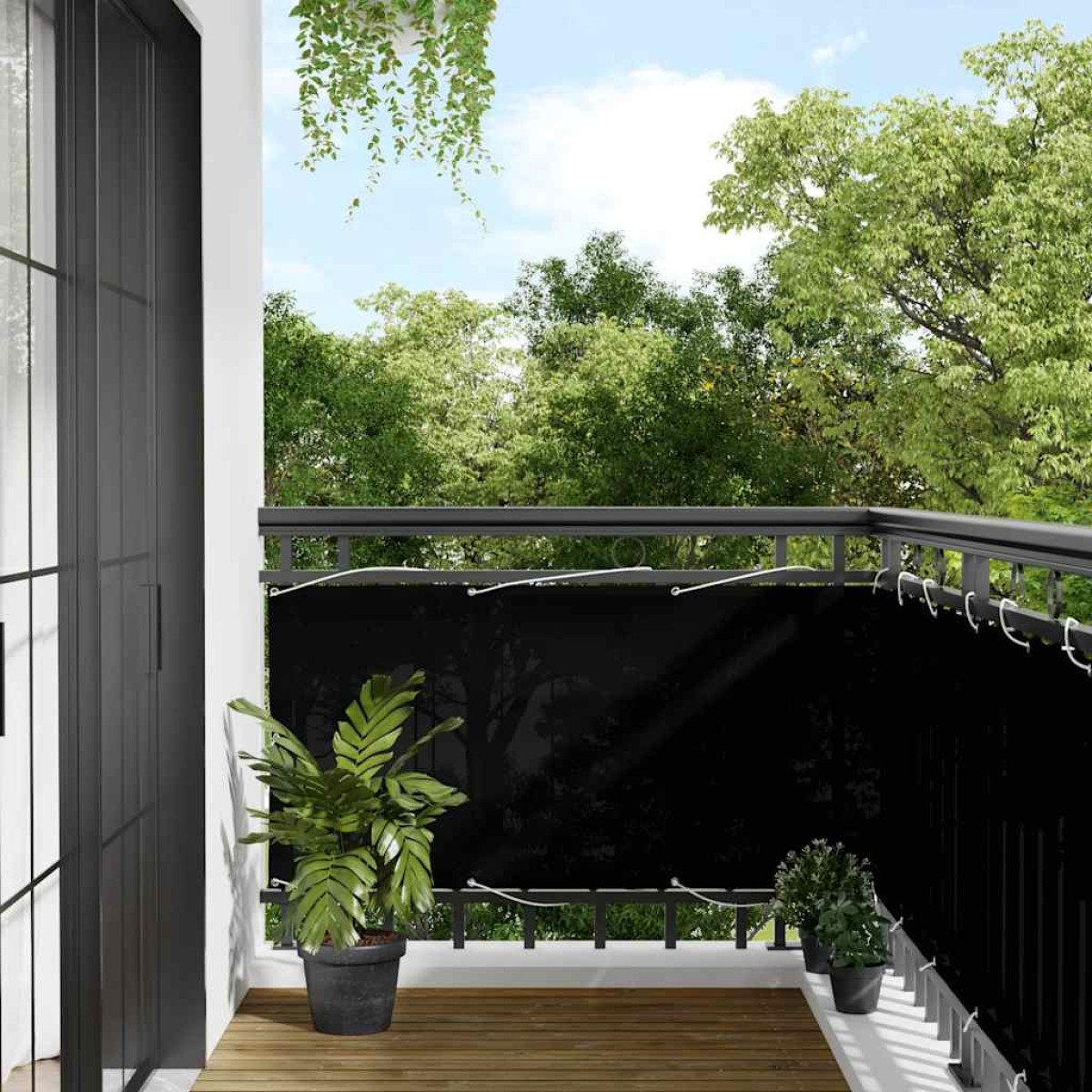 vidaXL Διαχωριστικό Βεράντας Μαύρο 75x800εκ 100% Πολ. Ύφασμα Oxford