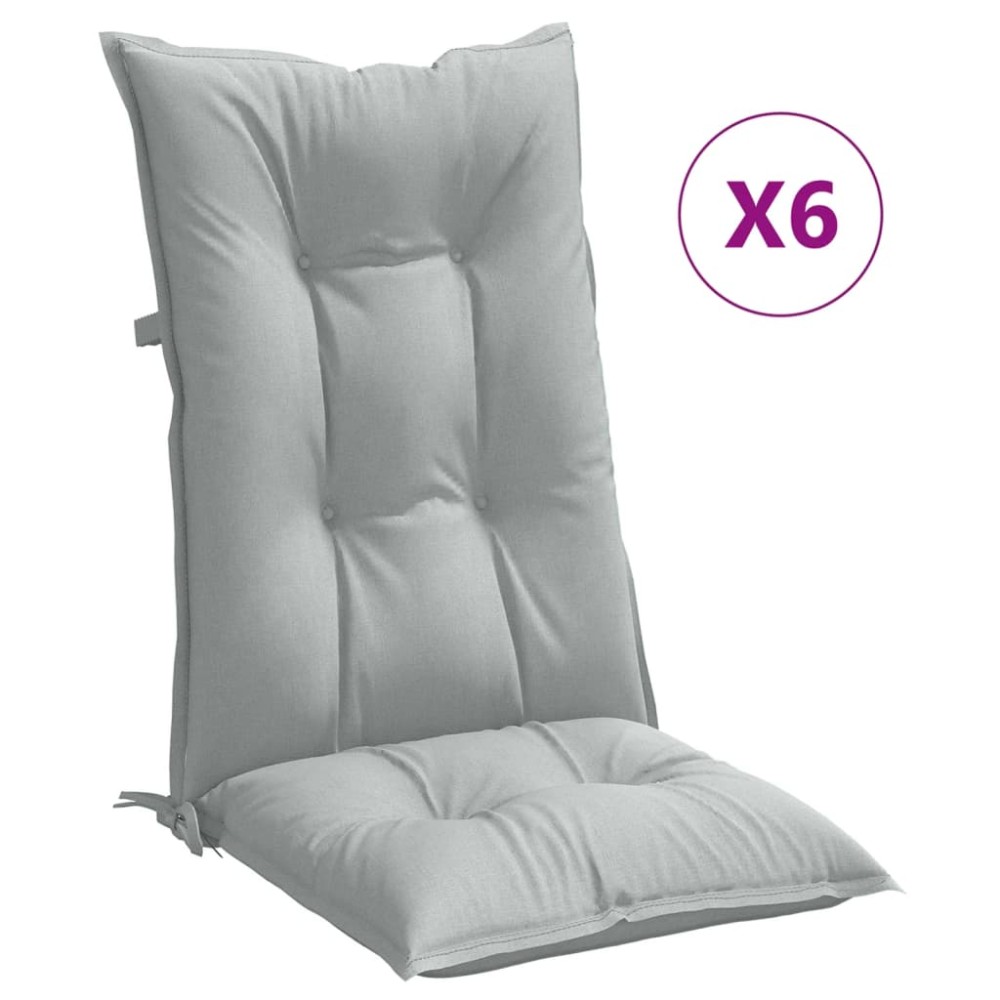 vidaXL Μαξιλάρια Καρέκλας με Πλάτη 6 τεμ. Αν. Γκρι 120x50x7 εκ. Ύφασμα