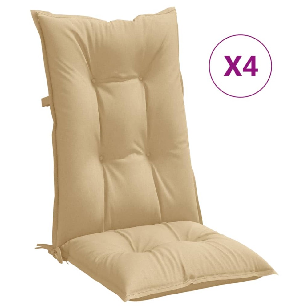 vidaXL Μαξιλάρια Καρέκλας με Πλάτη 4 τεμ. Μπεζ 120x50x7 εκ. Ύφασμα