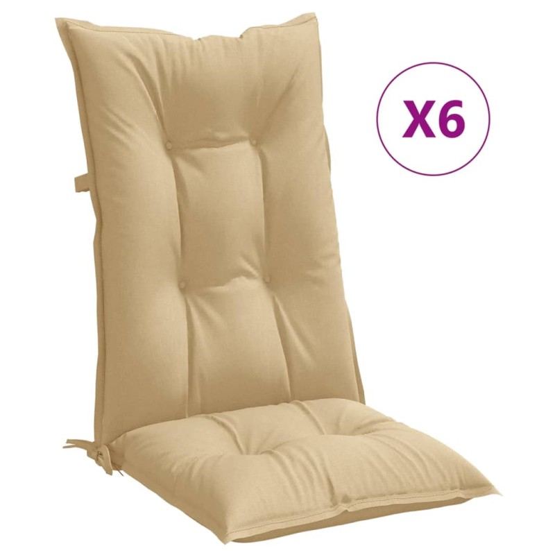 vidaXL Μαξιλάρια Καρέκλας με Πλάτη 6 τεμ. Μπεζ 120x50x7 εκ. Ύφασμα