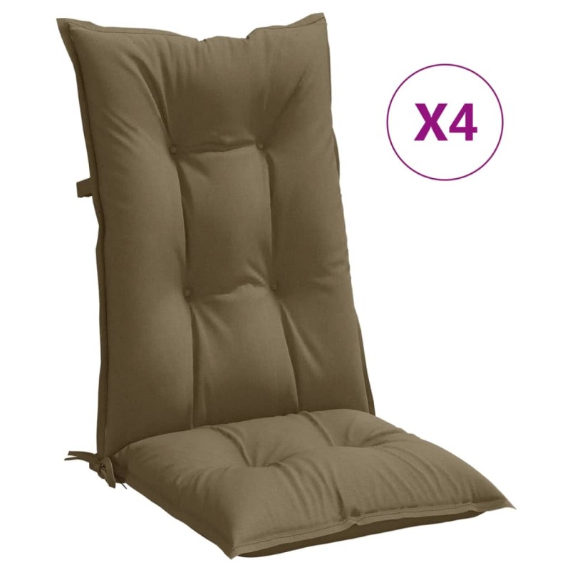 vidaXL Μαξιλάρια Καρέκλας Κήπου Πλάτη 4τεμ Taupe 120x50x7 εκ. Ύφασμα