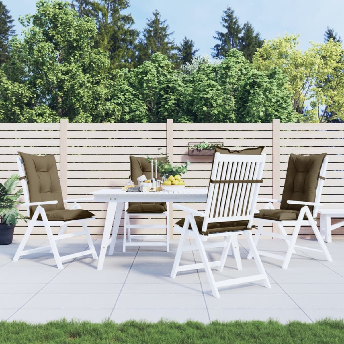 vidaXL Μαξιλάρια Καρέκλας Κήπου Πλάτη 4τεμ Taupe 120x50x7 εκ. Ύφασμα