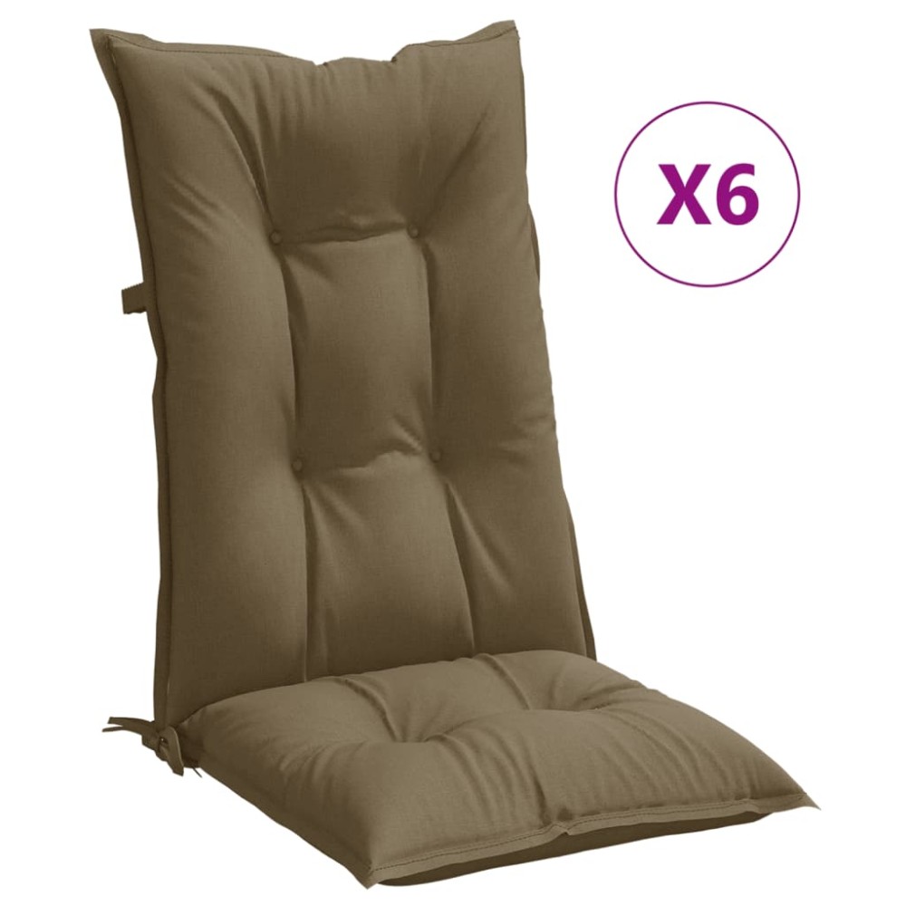 vidaXL Μαξιλάρια Καρέκλας Κήπου Πλάτη 6τεμ Taupe 120x50x7 εκ. Ύφασμα