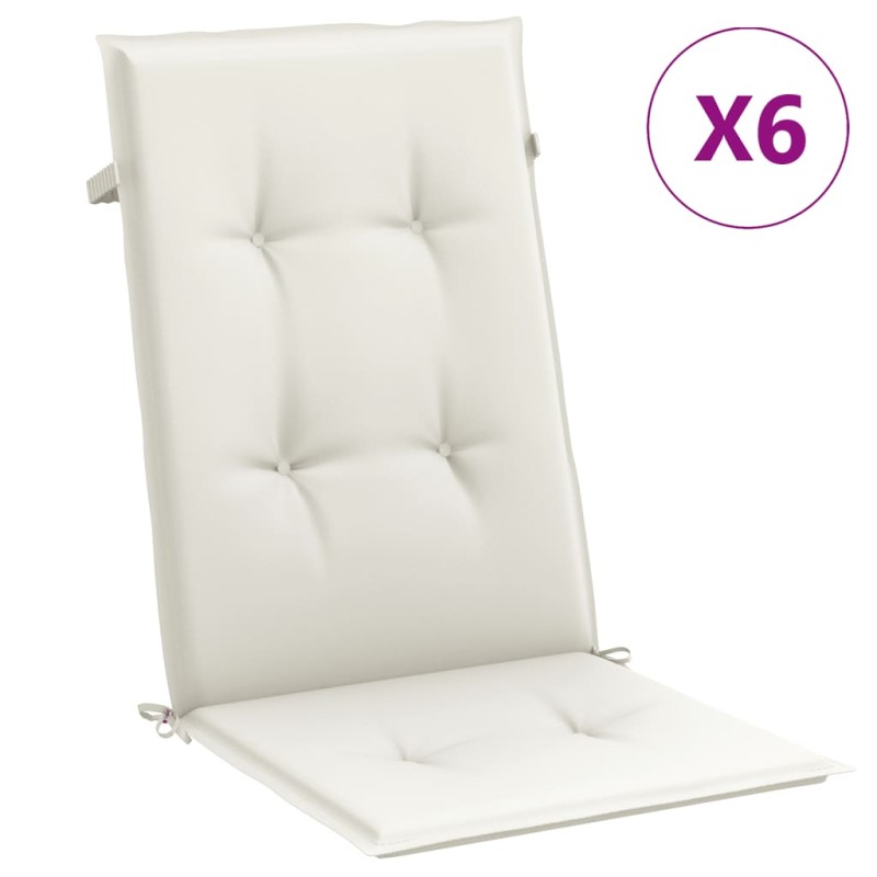 vidaXL Μαξιλάρια Καρέκλας με Πλάτη 6 τεμ. Κρεμ 120x50x7 εκ. Ύφασμα