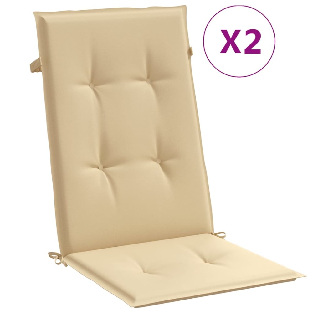 vidaXL Μαξιλάρια Καρέκλας με Πλάτη 2 τεμ. Μπεζ 120x50x7 εκ. Ύφασμα