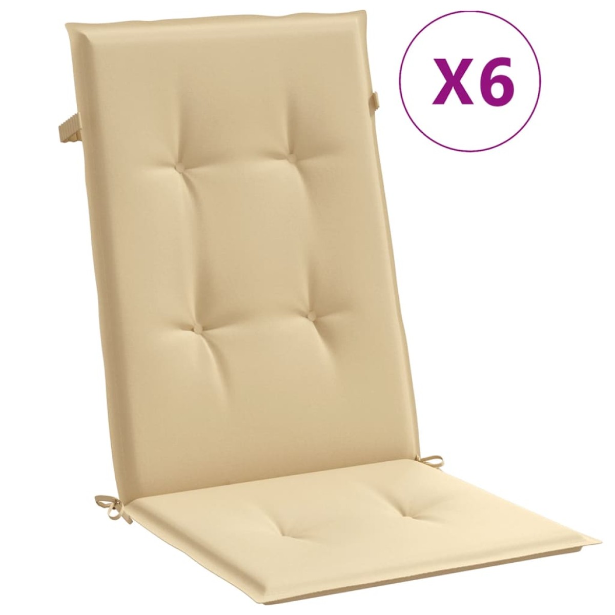 vidaXL Μαξιλάρια Καρέκλας με Πλάτη 6 τεμ. Μπεζ 120x50x7 εκ. Ύφασμα