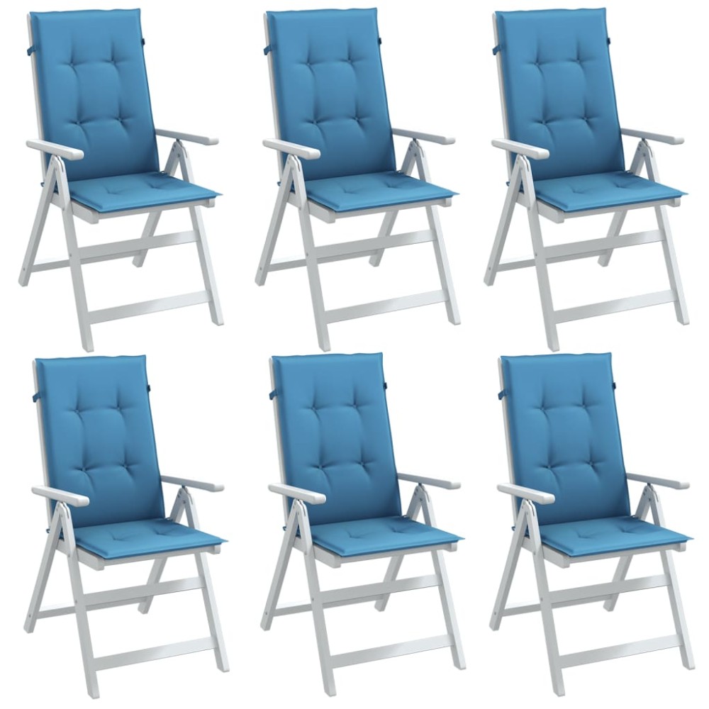 vidaXL Μαξιλάρια Καρέκλας με Πλάτη 6 τεμ. Μπλε 120x50x4 εκ. Ύφασμα