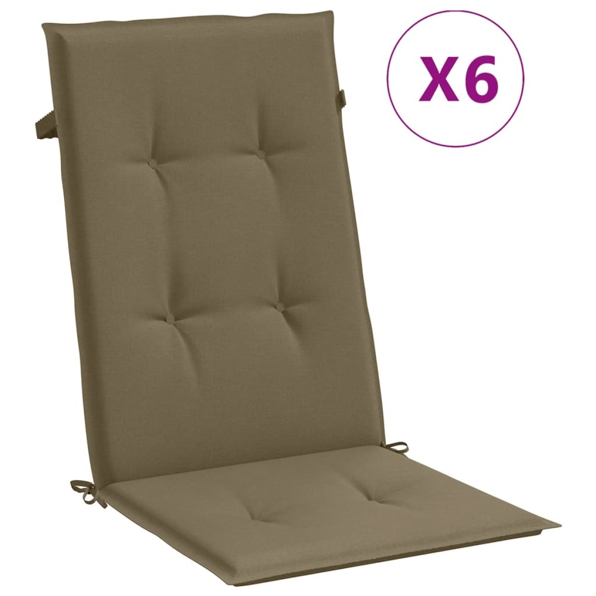 vidaXL Μαξιλάρια Καρέκλας Κήπου Πλάτη 6τεμ Taupe 120x50x4 εκ. Ύφασμα