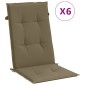 vidaXL Μαξιλάρια Καρέκλας Κήπου Πλάτη 6τεμ Taupe 120x50x4 εκ. Ύφασμα