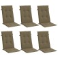 vidaXL Μαξιλάρια Καρέκλας Κήπου Πλάτη 6τεμ Taupe 120x50x4 εκ. Ύφασμα