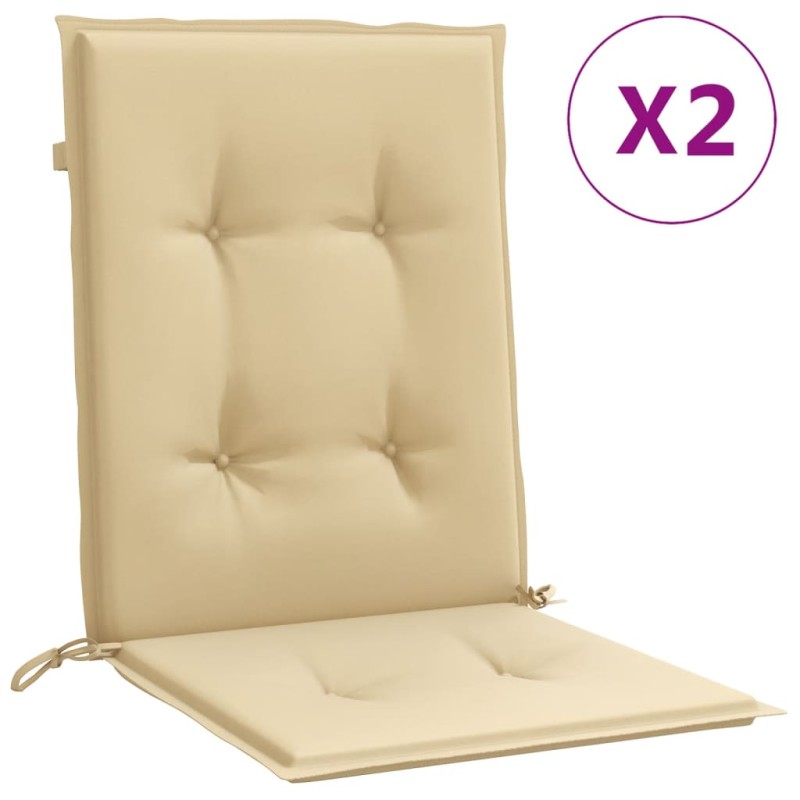 vidaXL Μαξιλάρια Καρέκλας με Πλάτη 2 τεμ. Μπεζ 100x50x4 εκ. Ύφασμα