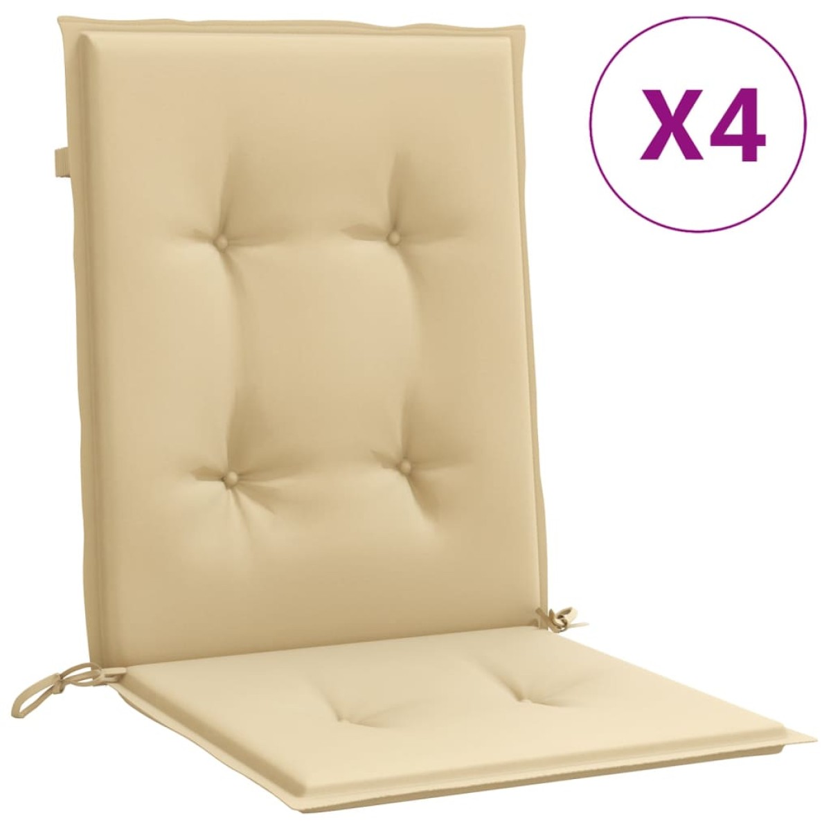 vidaXL Μαξιλάρια Καρέκλας με Πλάτη 4 τεμ. Μπεζ 100x50x4 εκ. Ύφασμα