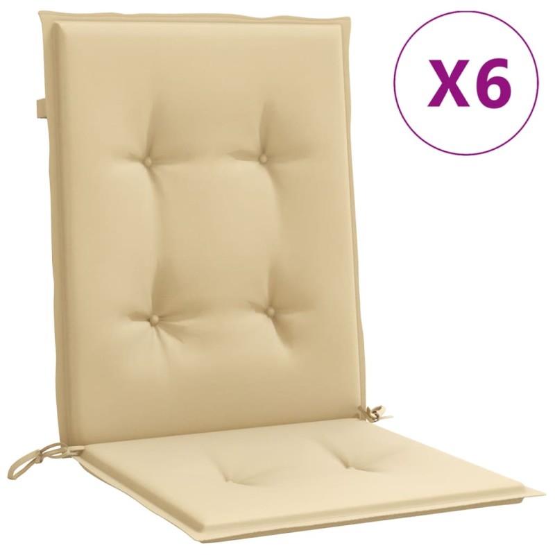 vidaXL Μαξιλάρια Καρέκλας με Πλάτη 6 τεμ. Μπεζ 100x50x4 εκ. Ύφασμα