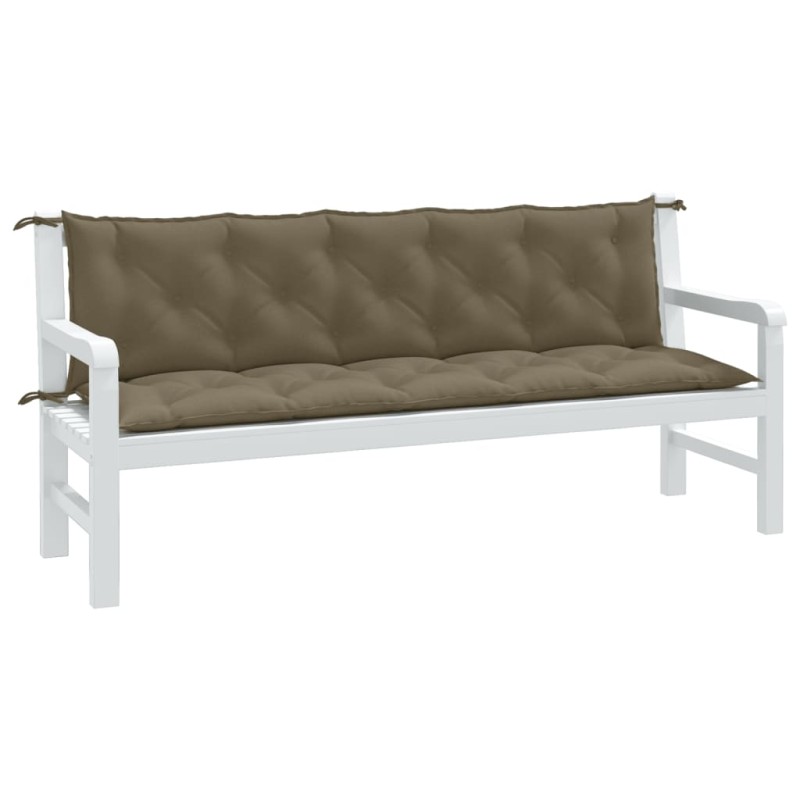 vidaXL Μαξιλάρια Πάγκου Κήπου 2 τεμ. Taupe Μελανζέ 180x50x7 εκ. Ύφ.