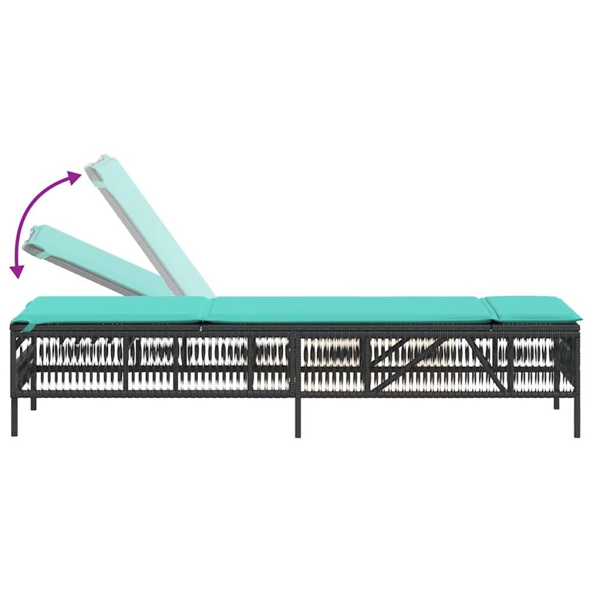 vidaXL Ξαπλώστρες 2 τεμ. με Τραπέζι από Μαύρο Συνθετικό Ρατάν