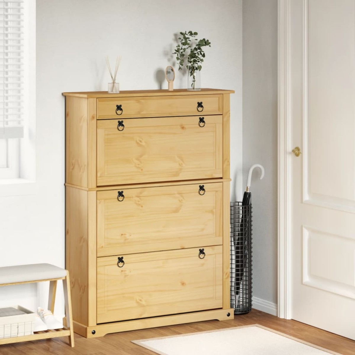 vidaXL Παπουτσοθήκη Corona 99 x 32 x 138 εκ. από Μασίφ Ξύλο Πεύκου