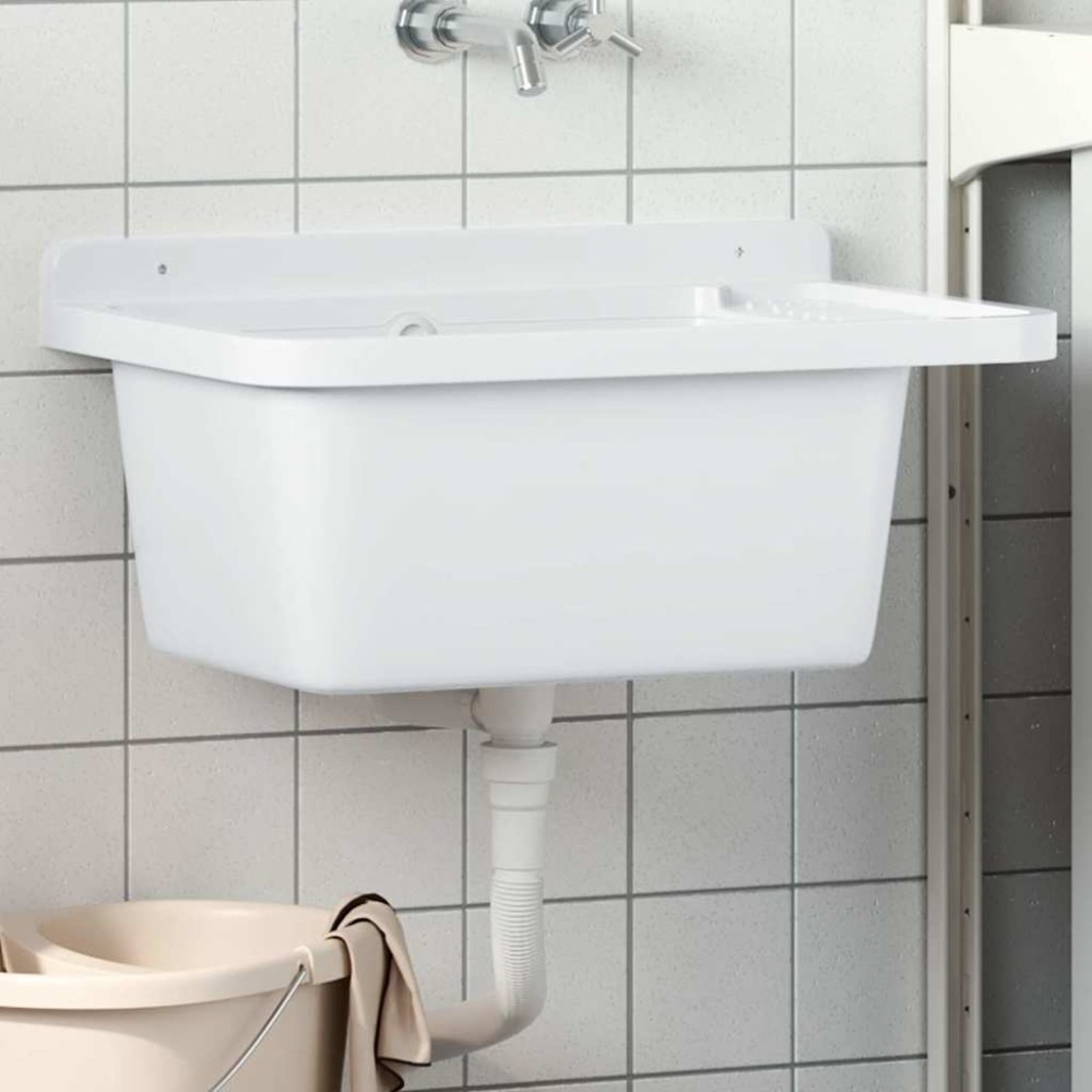 vidaXL Νιπτήρας Βοηθητικός Επίτοιχος Λευκός 60x40x28 εκ. από Ρητίνη