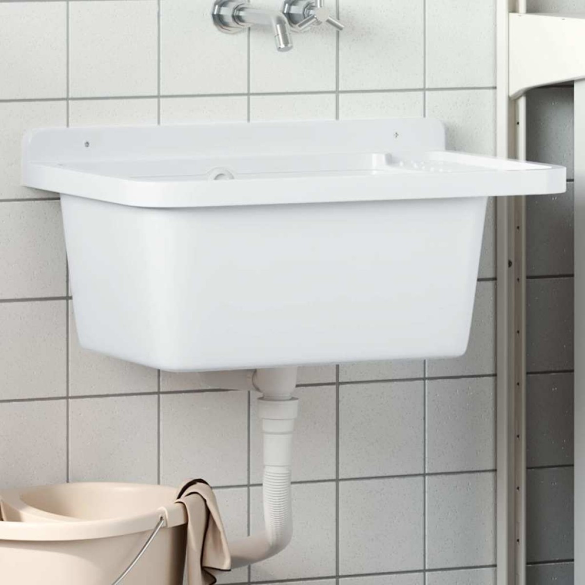 vidaXL Νιπτήρας Βοηθητικός Επίτοιχος Λευκός 60x40x28 εκ. από Ρητίνη