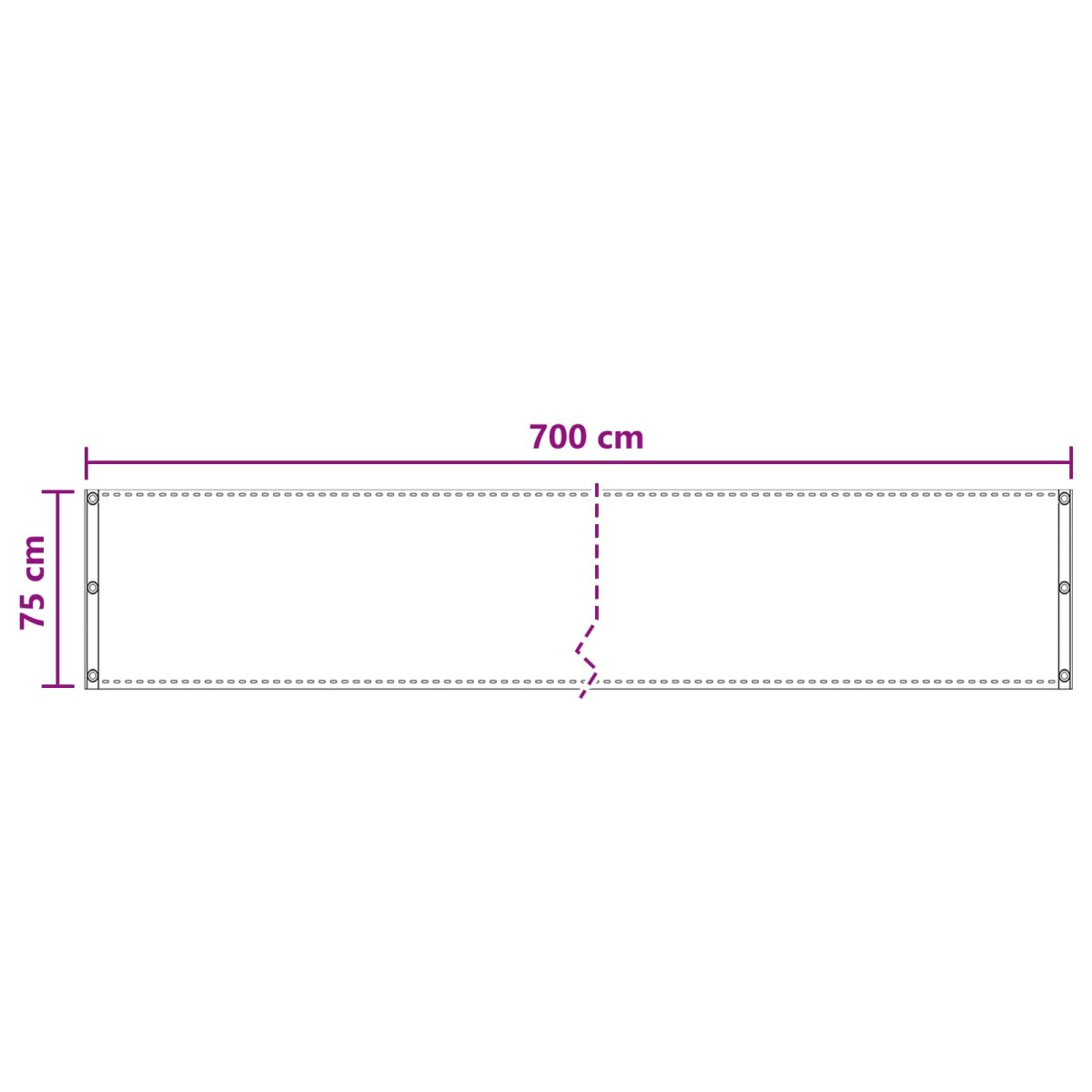 vidaXL Οθόνη Μπαλκονιού Σκούρο Πράσινο 75 x 700 cm HDPE και Αλουμίνιο