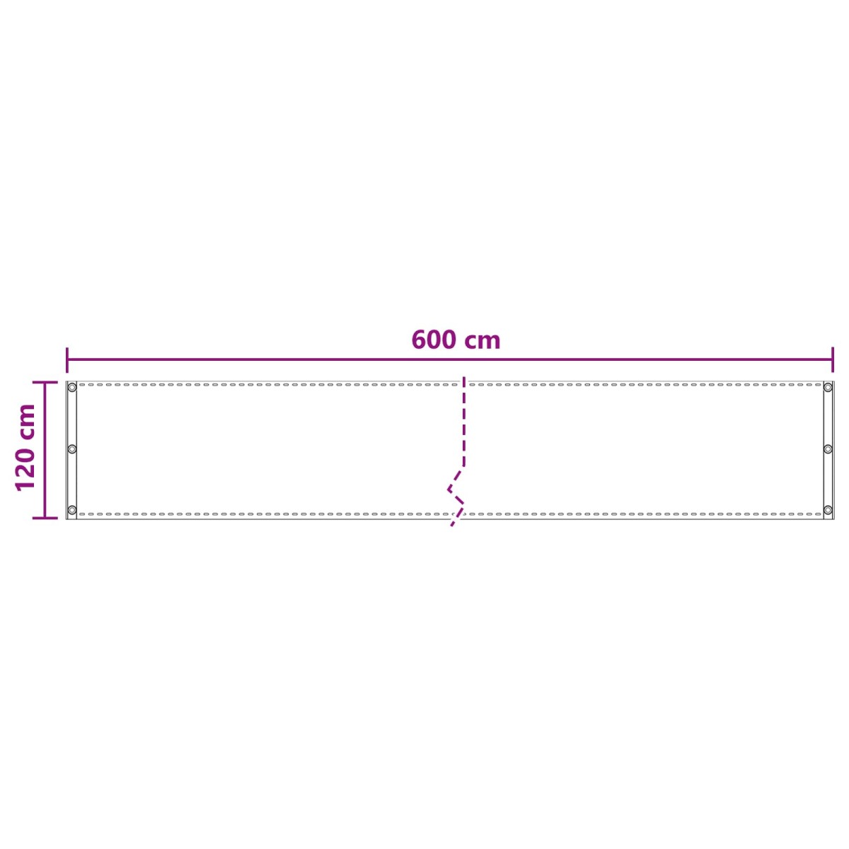 vidaXL Οθόνη Μπαλκονιού Άμμος 120 x 600 cm HDPE και Αλουμίνιο
