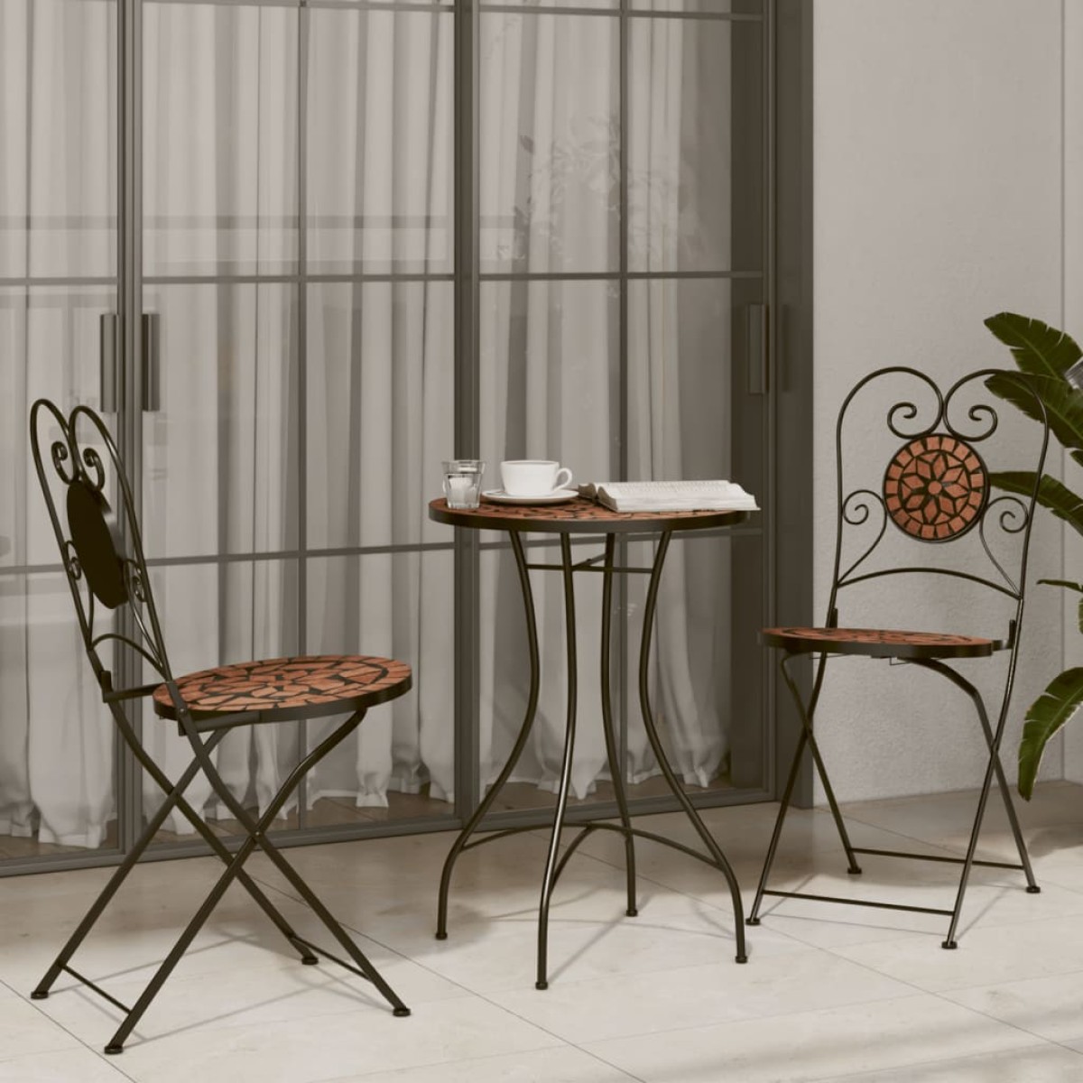 vidaXL Τραπέζι Bistro «Μωσαϊκό» Τερακότα Ø50x70 εκ. Κεραμικό