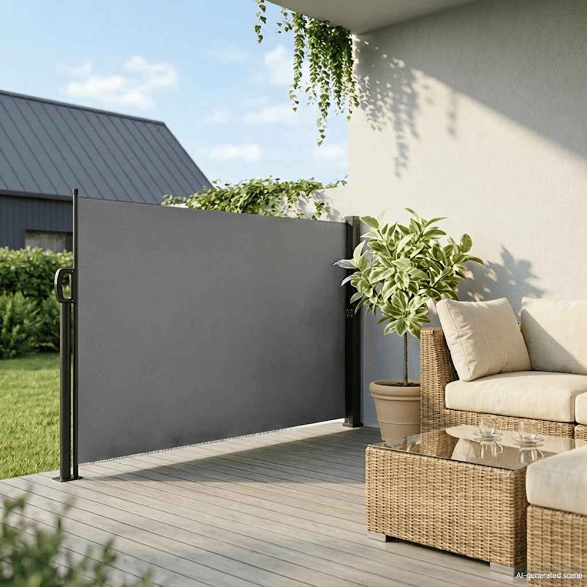 vidaXL Πτυσσόμενη Πλαϊνή Τέντα Ανθρακί 180x300 εκ.