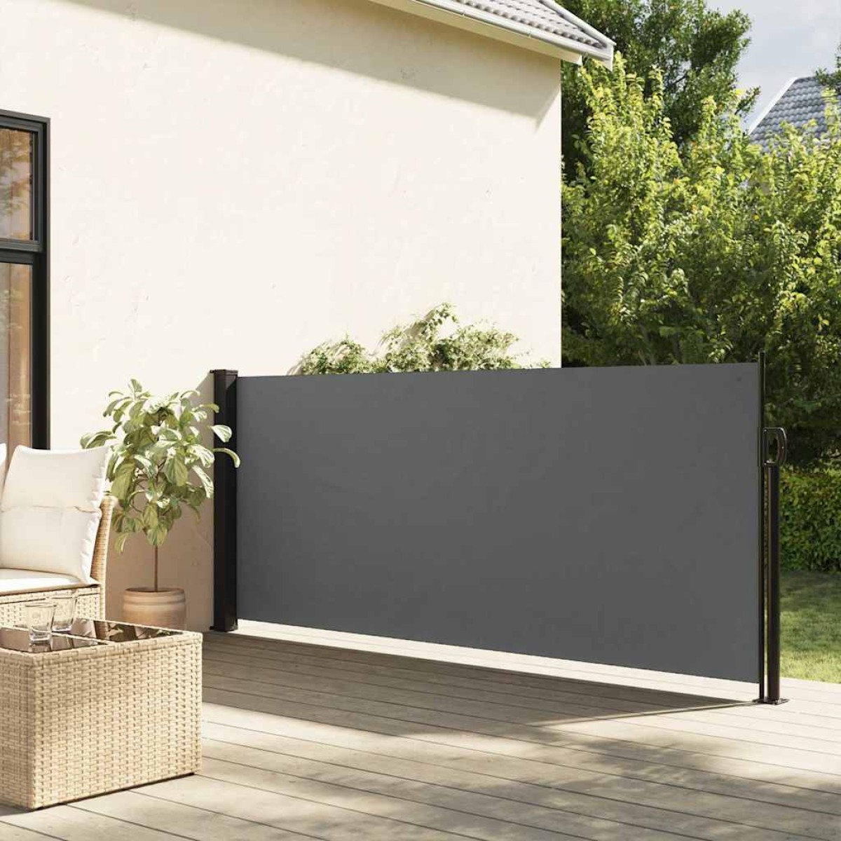 vidaXL Πλαϊνή Τέντα Αναδιπλούμενη Ανθρακί 100x500 εκ.