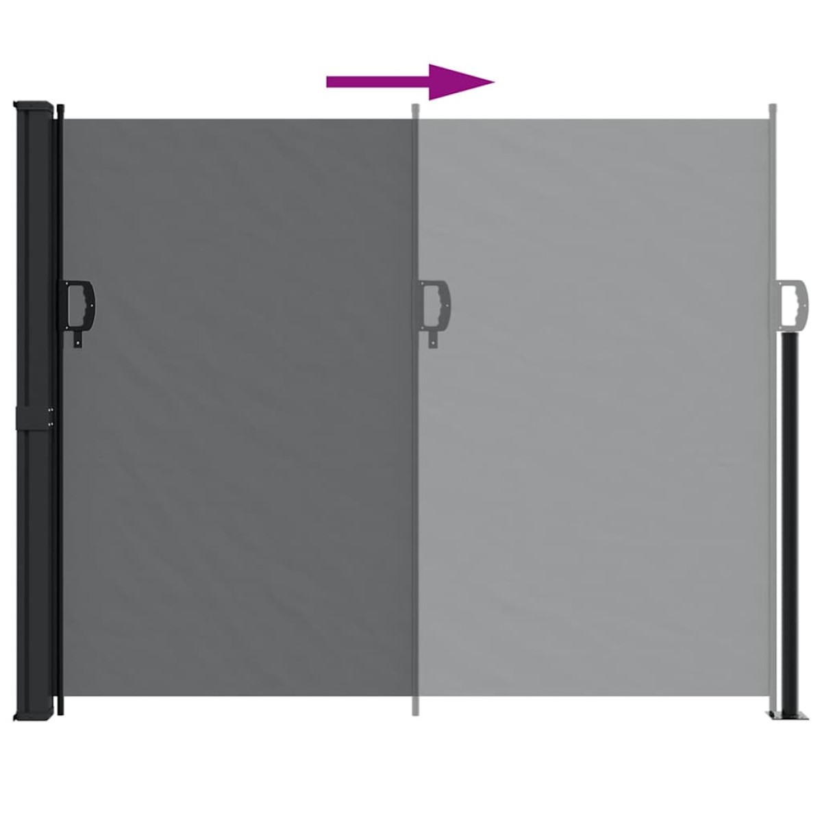 vidaXL Σκίαστρο Πλαϊνό Συρόμενο Μαύρο 160 x 600 εκ.