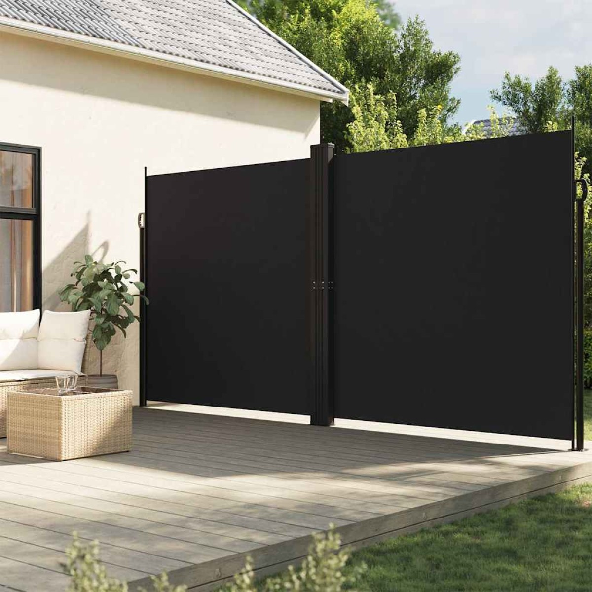 vidaXL Σκίαστρο Πλαϊνό Συρόμενο Μαύρο 200 x 1200 εκ.
