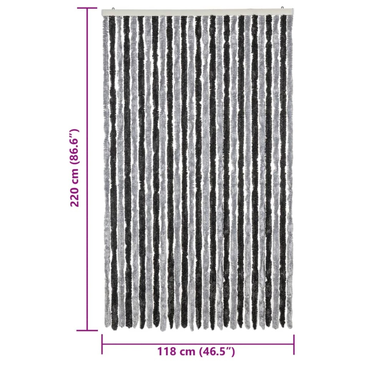 vidaXL Σήτα Εντόμων Γκρι & Μαύρη 118x220 εκ. από Σενίλ