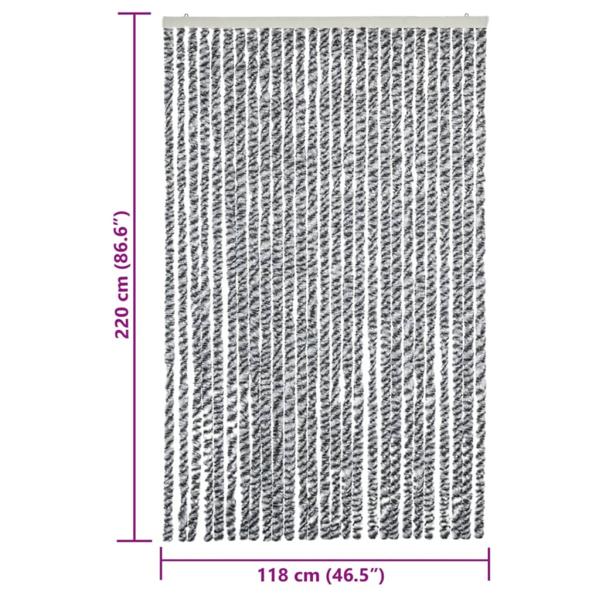vidaXL Σήτα Εντόμων Γκρι/Μαύρη/Λευκή 118x220 εκ. από Σενίλ