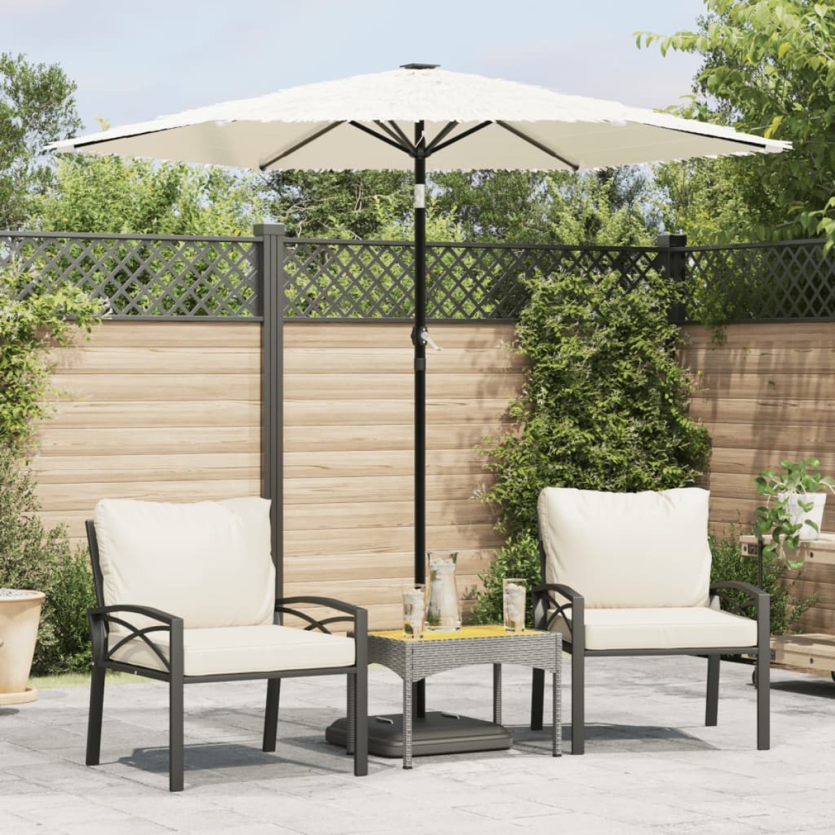vidaXL Ομπρέλα Κήπου με Ατσάλινο Ιστό Λευκή 223x223x213 εκ.