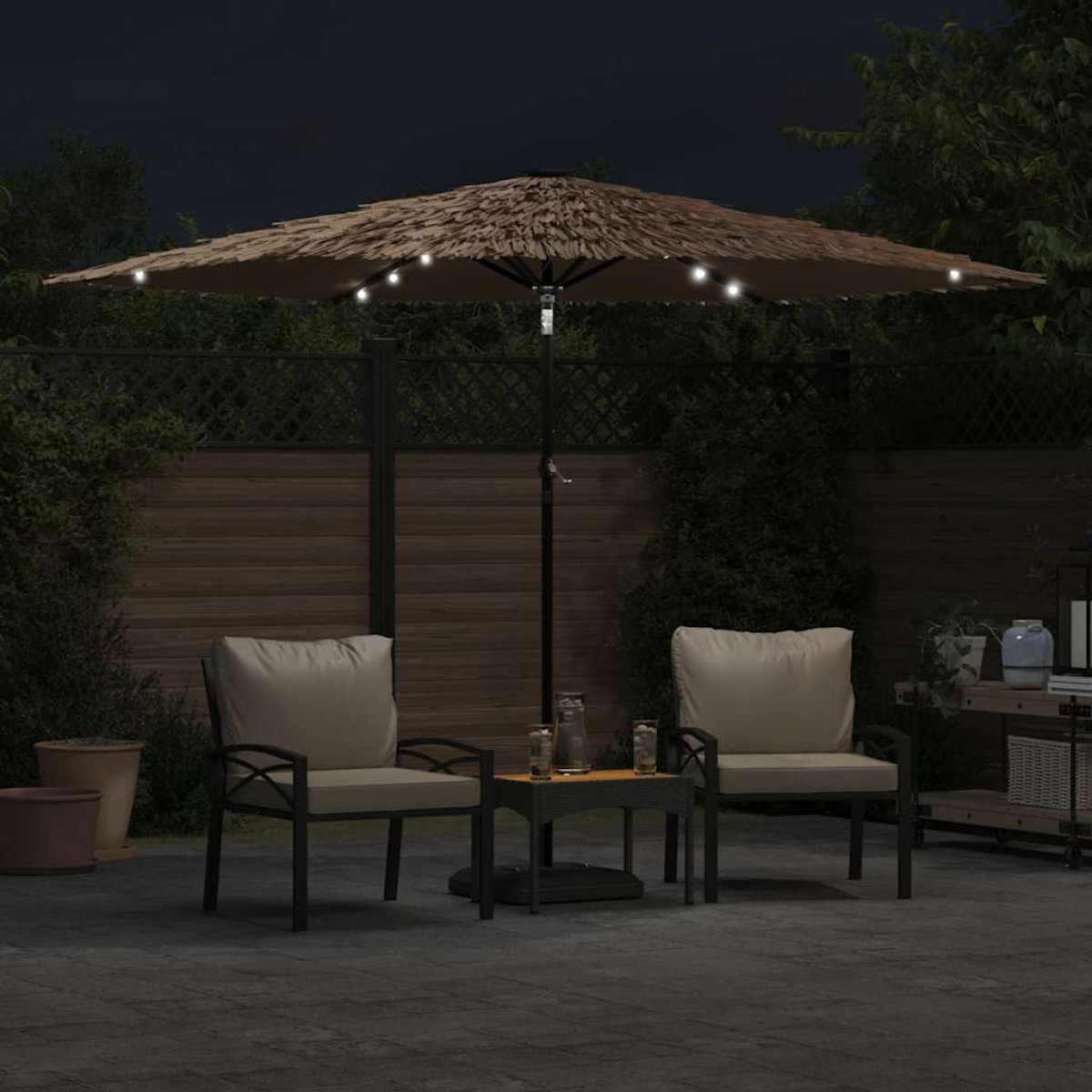 vidaXL Ομπρέλα Κήπου με LED/Ξύλινο Ιστό Χρώμα της Καφέ 288x288x225 εκ.