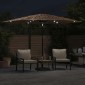 vidaXL Ομπρέλα Κήπου με LED/Ξύλινο Ιστό Χρώμα της Καφέ 288x288x225 εκ.
