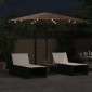 vidaXL Ομπρέλα Κήπου με LED/Ξύλινο Ιστό Χρώμα της Καφέ 324x324x247 εκ.