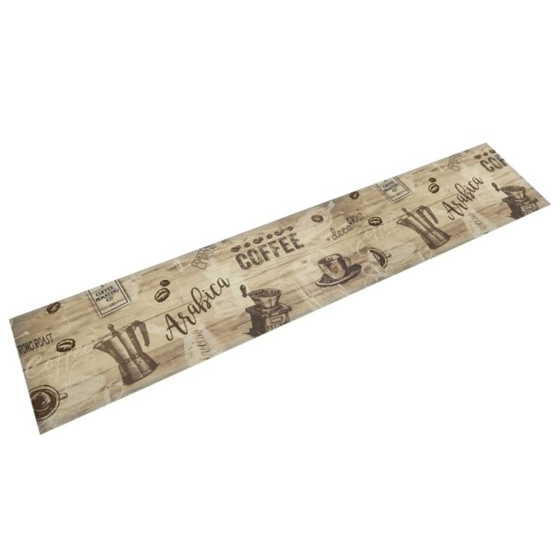 vidaXL Χαλί Κουζίνας Πλενόμενο Καφέ Επιγρ. Coffee 60x300 εκ. Βελούδο