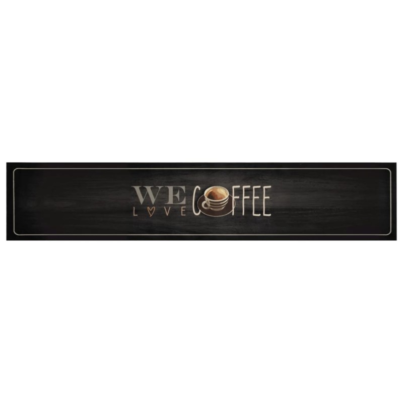 vidaXL Χαλί Κουζίνας Πλενόμενο Επιγραφή Coffee 60x300 εκ. Βελούδο