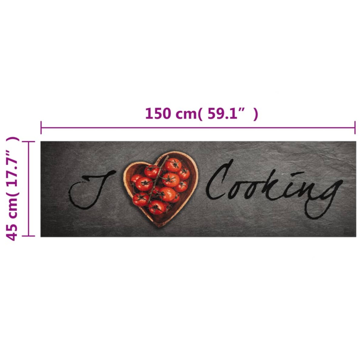 vidaXL Χαλί Κουζίνας Πλενόμενο Επιγραφή Cooking 45x150 εκ. Βελούδο