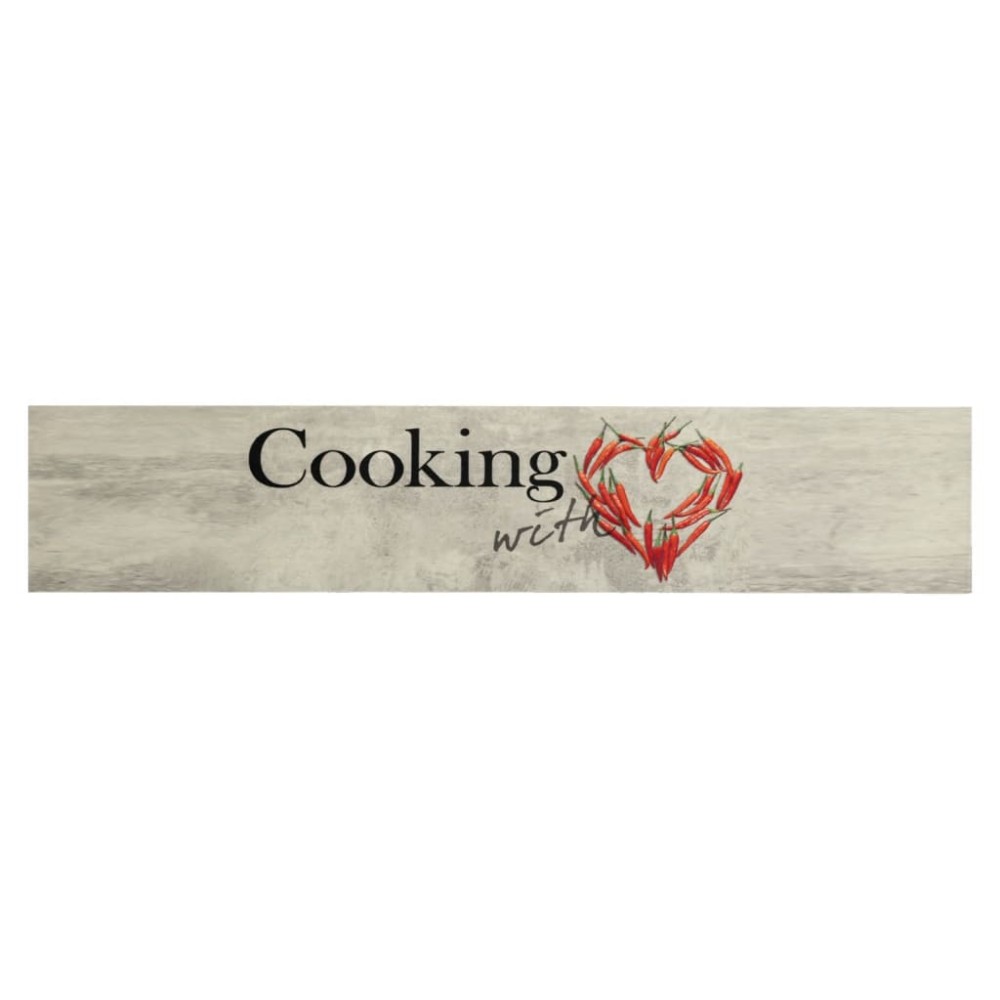 vidaXL Χαλί Κουζίνας Πλενόμενο Επιγρ. Cooking Γκρι 60x300 εκ. Βελούδο