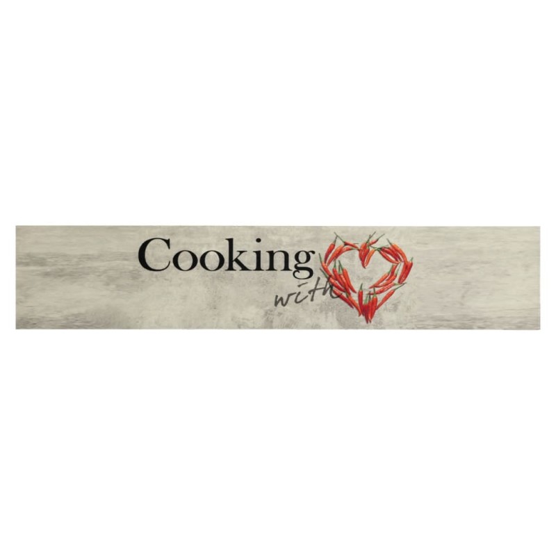 vidaXL Χαλί Κουζίνας Πλενόμενο Επιγρ. Cooking Γκρι 60x300 εκ. Βελούδο